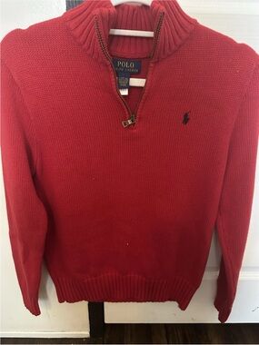 Polo by Ralph Lauren Men's Red Zip-Neck Sweater